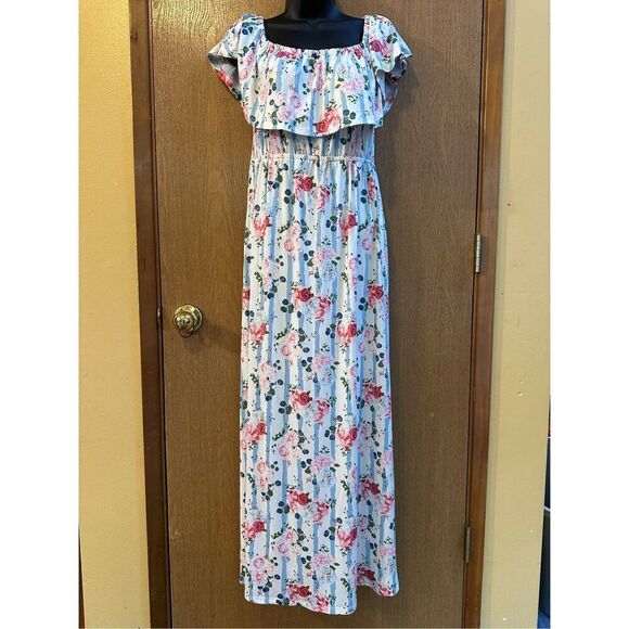 Ninexis Off the shoulder Floral Maxi dress Women Size Large - Picture 1 of 12